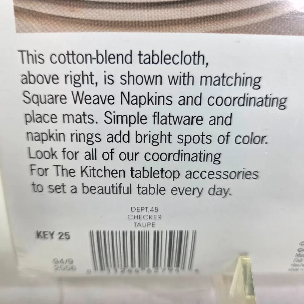 Martha Stewart Tablecloth Taupe 60 x 102 Oblong Woven Fabric Neutral Decor New